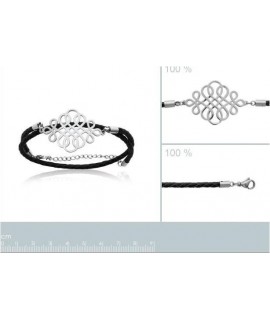 Bracelet arabesque cuir et acier