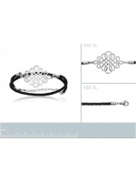 Bracelet arabesque cuir et acier