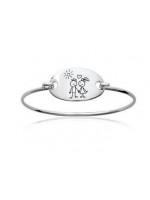 Bracelet demi jonc ovale couple d'amoureux argent