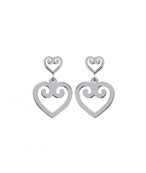 Boucles d'oreilles coeur double acier