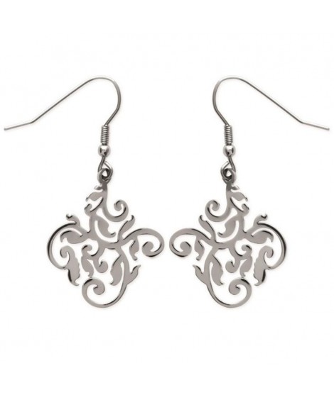 Boucles d'oreilles arabesques acier 42 mm