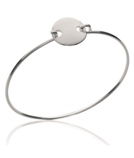 Bracelet rigide médaille à graver argent