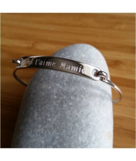 Bracelet jonc plaque à graver argent