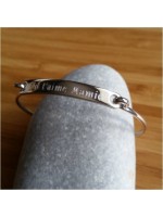 Bracelet jonc plaque à graver argent