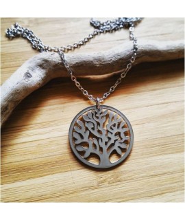 Collier arbre de vie 22 mm sur chaine acier