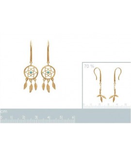 Boucles d'oreilles attrape-rêves plaqué or