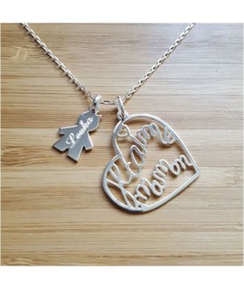 Collier enfant gravé et coeur "je t'aime maman"