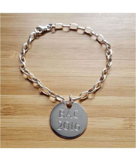 Bracelet médaille du bac en argent