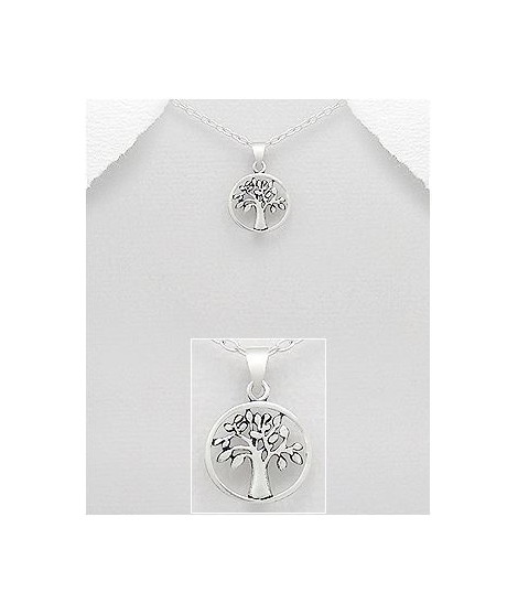 Pendentif ajouré arbre de vie argent 13 mm