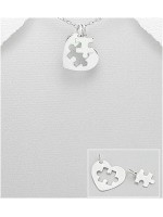 Lot 2 pendentifs puzzle et coeur argent