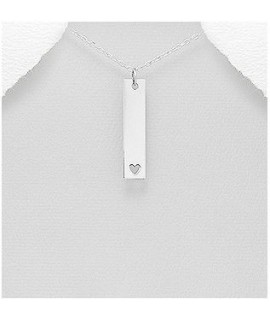 Pendentif rectangle coeur argent