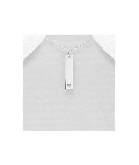 Pendentif rectangle coeur argent