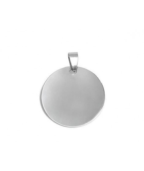 Pendentif médaille ronde acier 30 mm