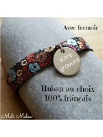 Bracelet médaille 15 mm et ruban avec fermoir