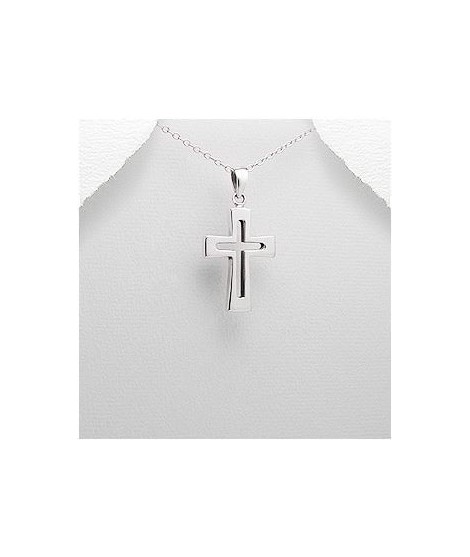 Pedentif Croix Zirco Argent