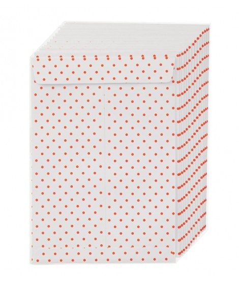 Lot 5 Enveloppes Blanches Pois Rouge 16 X 23 Cm Meli Melow