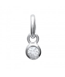 Pendentif solitaire oxyde de zirconium argent rhodié