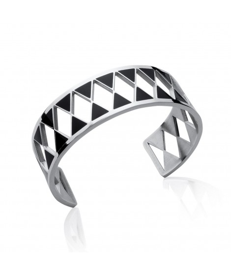 Bracelet manchette Triangles noir et blanc géometric Acier