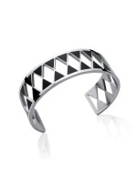 Bracelet manchette Triangles noir et blanc géometric Acier