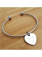 Bracelet demi jonc et coeur à graver en acier