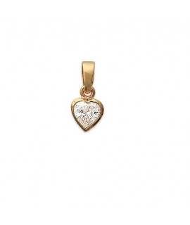 Pendentif coeur oxyde de zirconium plaqué or