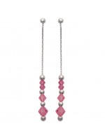 Boucles d'oreilles perles argent et cristal rose