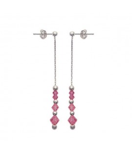 Boucles d'oreilles perles argent et cristal rose