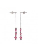 Boucles d'oreilles perles argent et cristal rose