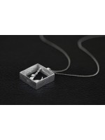 Collier "Chat qui joue à la balle" 3D en argent