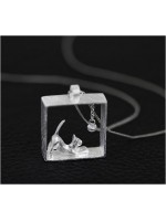 Collier "Chat qui joue à la balle" 3D en argent