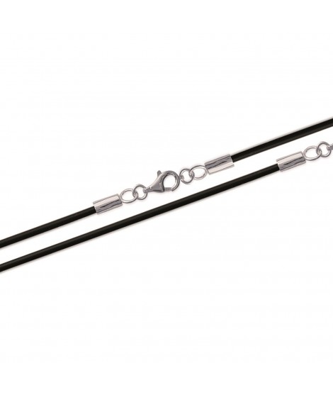 Cordon collier 45 cm noir avec fermoir en argent