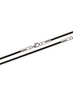 Cordon collier 45 cm noir avec fermoir en argent