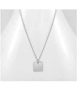 Collier carré square à graver en argent 925/000