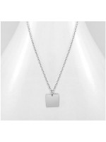 Collier carré square à graver en argent 925/000