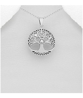 Pendentif arbre de vie coeurs argent 24 mm