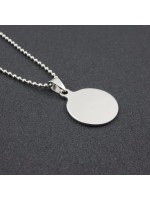 Collier médaille ronde 25 mm chaîne boule 50 cm en acier avec gravure