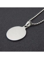 Collier médaille ronde 25 mm chaîne boule 50 cm en acier avec gravure