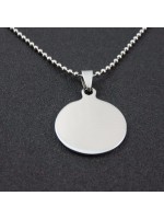 Collier médaille ronde 25 mm chaîne boule 50 cm en acier avec gravure