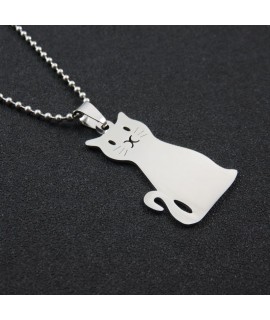 Collier chat chaîne boule 50 cm en acier inoxydable chaton avec gravure