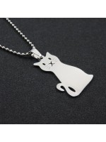 Collier chat chaîne boule 50 cm en acier inoxydable chaton avec gravure