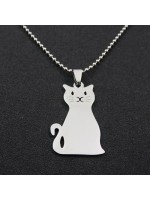 Collier chat chaîne boule 50 cm en acier inoxydable chaton avec gravure