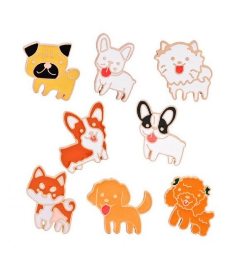 Lot de 8 pin's chiens dogs toutou en métal doré émaillé