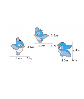 Lot de 3 pin's oiseaux bleus en métal doré émaillé