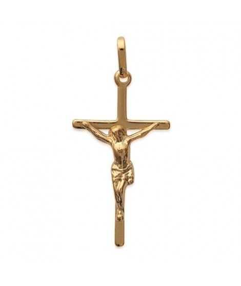 Pendentif croix en plaqué or 17 x 32 mm Jesus Christ