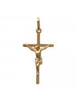 Pendentif croix en plaqué or 17 x 32 mm Jesus Christ