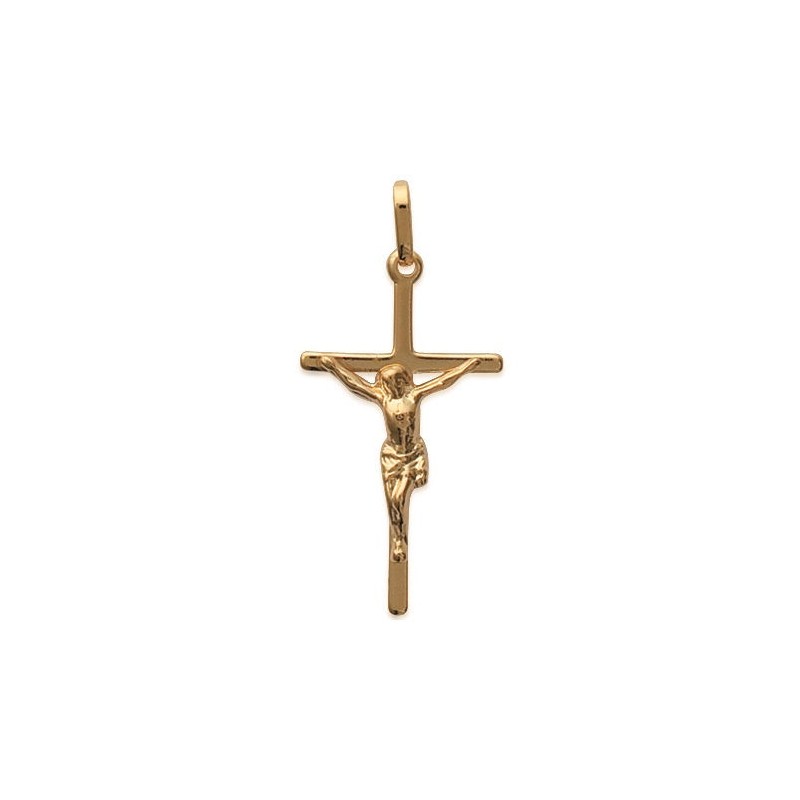 Pendentif Croix Jésus En Résine - Marron - Cordon Offert - Unisexe