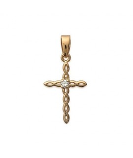 Pendentif croix en plaqué or et oxyde de zirconium 13 x 22 mm