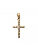 Pendentif croix en plaqué or et oxyde de zirconium 13 x 22 mm