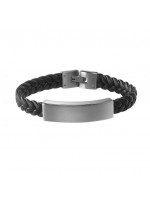 Bracelet Max Gravé Cuir Acier