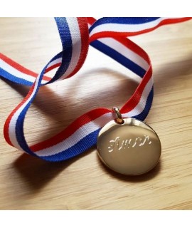 Médaille ronde 20 mm épaisse pendentif à graver plaqué or avec ou sans gravure